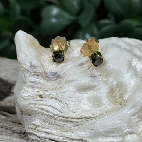 Midnight Whisper: 14K Genuine Black Diamond Stud Earrings Earrings